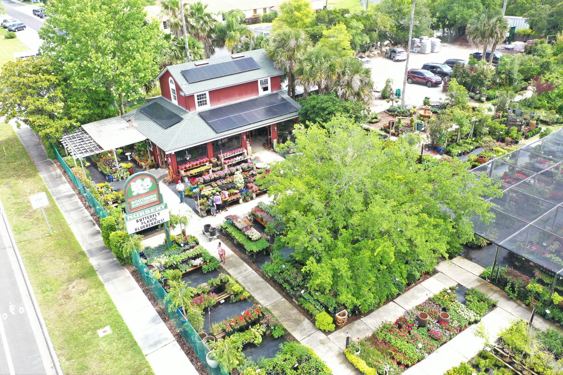 Aerial view of the Southern Horticulture nursery on A1A South in St. Augustine, Florida